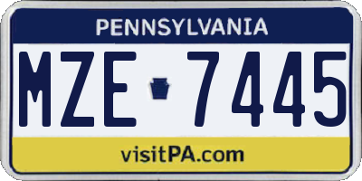 PA license plate MZE7445