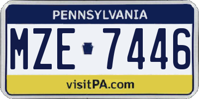 PA license plate MZE7446
