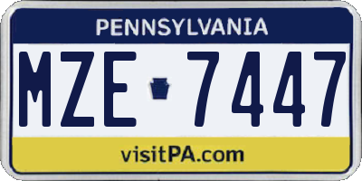 PA license plate MZE7447