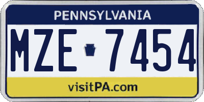 PA license plate MZE7454