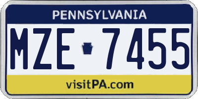 PA license plate MZE7455