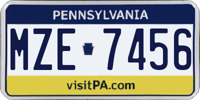 PA license plate MZE7456