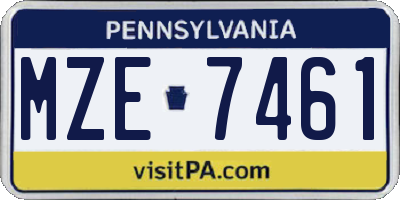 PA license plate MZE7461
