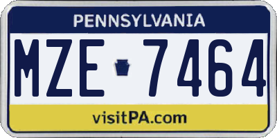 PA license plate MZE7464