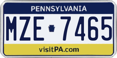 PA license plate MZE7465