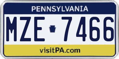 PA license plate MZE7466
