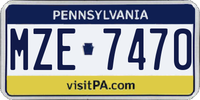 PA license plate MZE7470