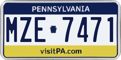 PA license plate MZE7471