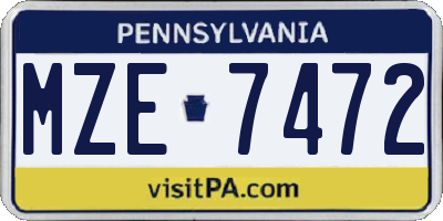 PA license plate MZE7472