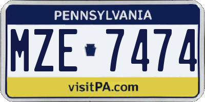 PA license plate MZE7474