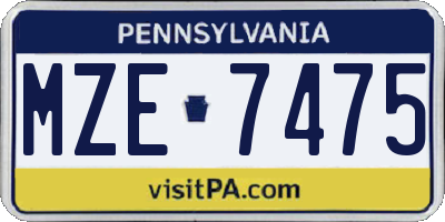 PA license plate MZE7475