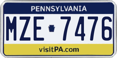 PA license plate MZE7476