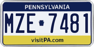 PA license plate MZE7481