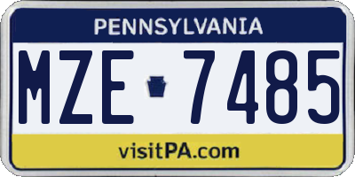 PA license plate MZE7485