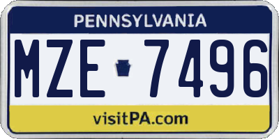 PA license plate MZE7496