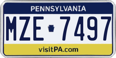 PA license plate MZE7497