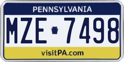 PA license plate MZE7498
