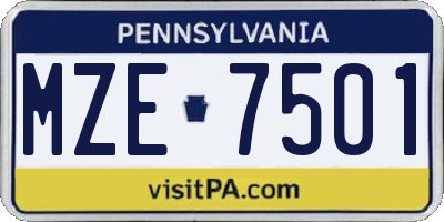 PA license plate MZE7501