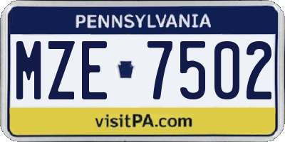 PA license plate MZE7502