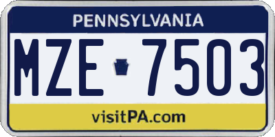 PA license plate MZE7503