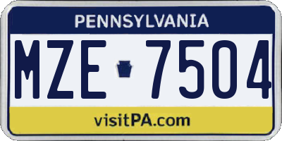 PA license plate MZE7504