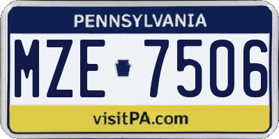 PA license plate MZE7506