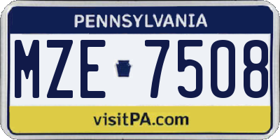 PA license plate MZE7508