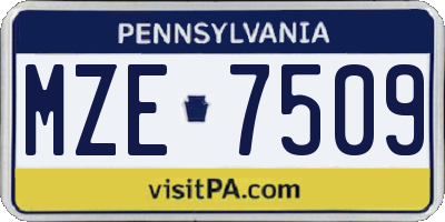 PA license plate MZE7509