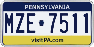 PA license plate MZE7511