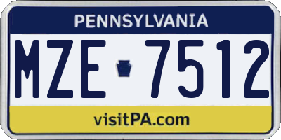 PA license plate MZE7512