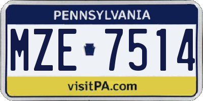 PA license plate MZE7514