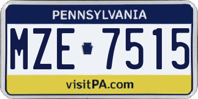 PA license plate MZE7515