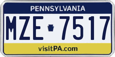 PA license plate MZE7517