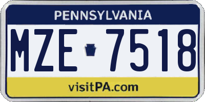 PA license plate MZE7518