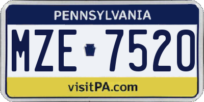 PA license plate MZE7520