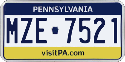 PA license plate MZE7521