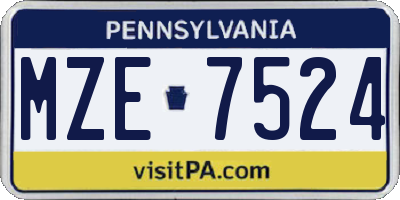 PA license plate MZE7524