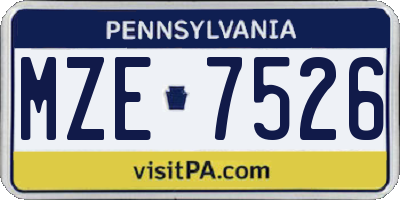 PA license plate MZE7526