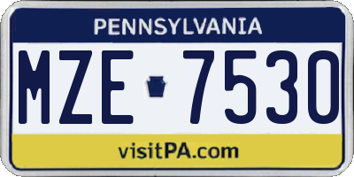 PA license plate MZE7530