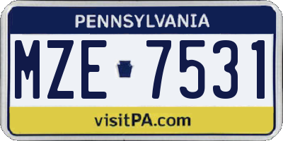 PA license plate MZE7531