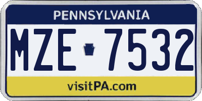 PA license plate MZE7532