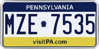 PA license plate MZE7535