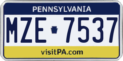 PA license plate MZE7537