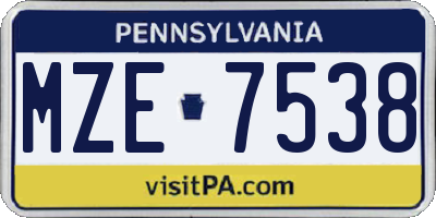 PA license plate MZE7538