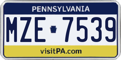 PA license plate MZE7539
