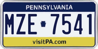 PA license plate MZE7541