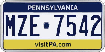 PA license plate MZE7542
