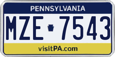 PA license plate MZE7543