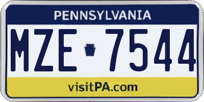 PA license plate MZE7544