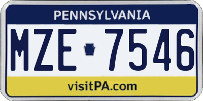 PA license plate MZE7546